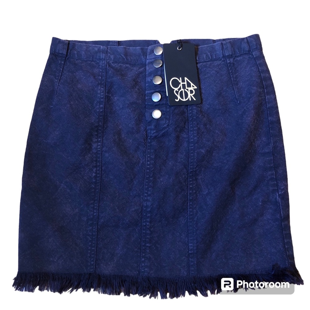 Chaser Jean Skirt Raw Hem Blueberry New With Tags Small